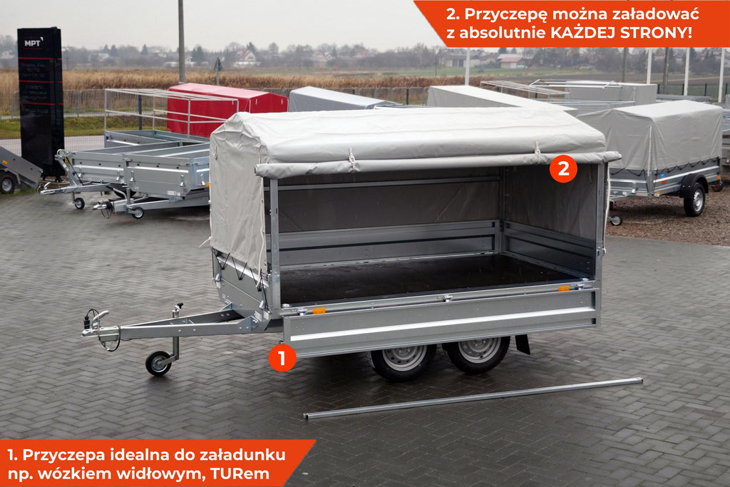 Przyczepa Neptun N7-263 2 BaseLine 263x145x30 cm z plandeką 80 cm