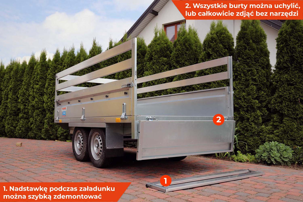 Przyczepa Neptun N13-263 2 kps 263x145x40 cm GN156 z relingiem ALU