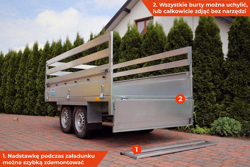 Przyczepa Neptun N13-263 2 kps 263x145x40 cm GN156 z relingiem ALU