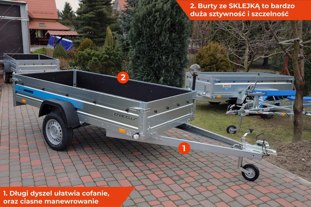 Przyczepka Faro Tractus FLEX + 263x125x35cm ze SKLEJKĄ na resorach