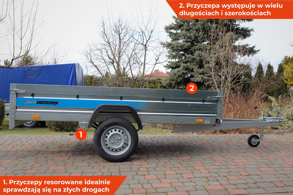 Przyczepka Faro Tractus FLEX + 263x125x35cm ze SKLEJKĄ na resorach