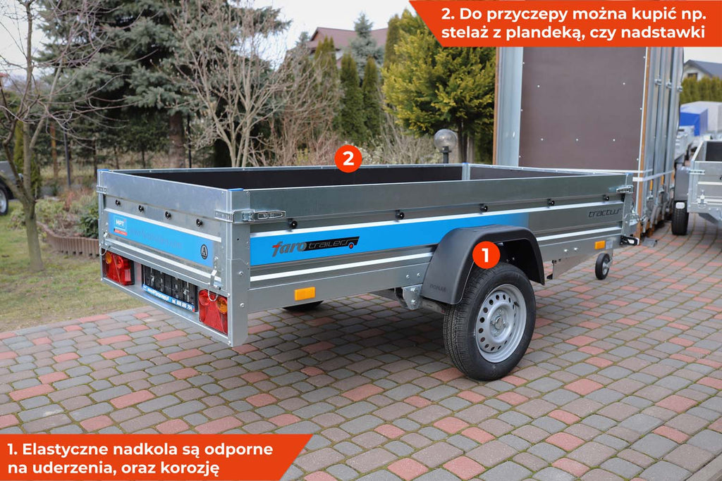Przyczepka Faro Tractus FLEX + 263x125x35cm ze SKLEJKĄ na resorach