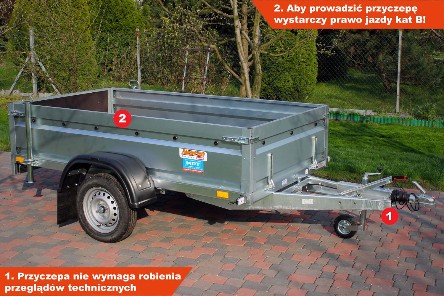 Przyczepka Neptun N07-236 pro 236x129x45 cm Hamowana GN136