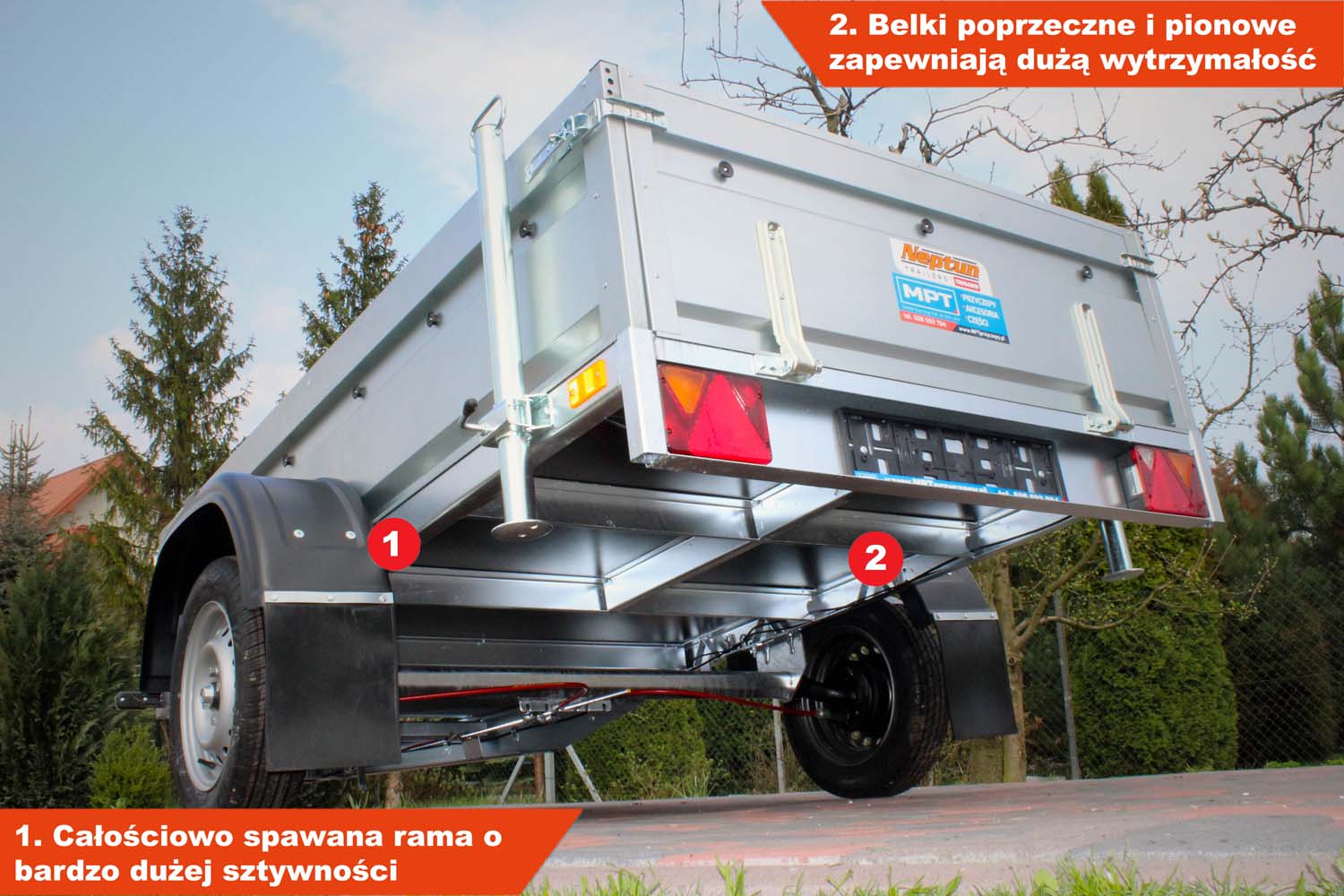Przyczepka Neptun N07-236 pro 236x129x45 cm Hamowana GN136