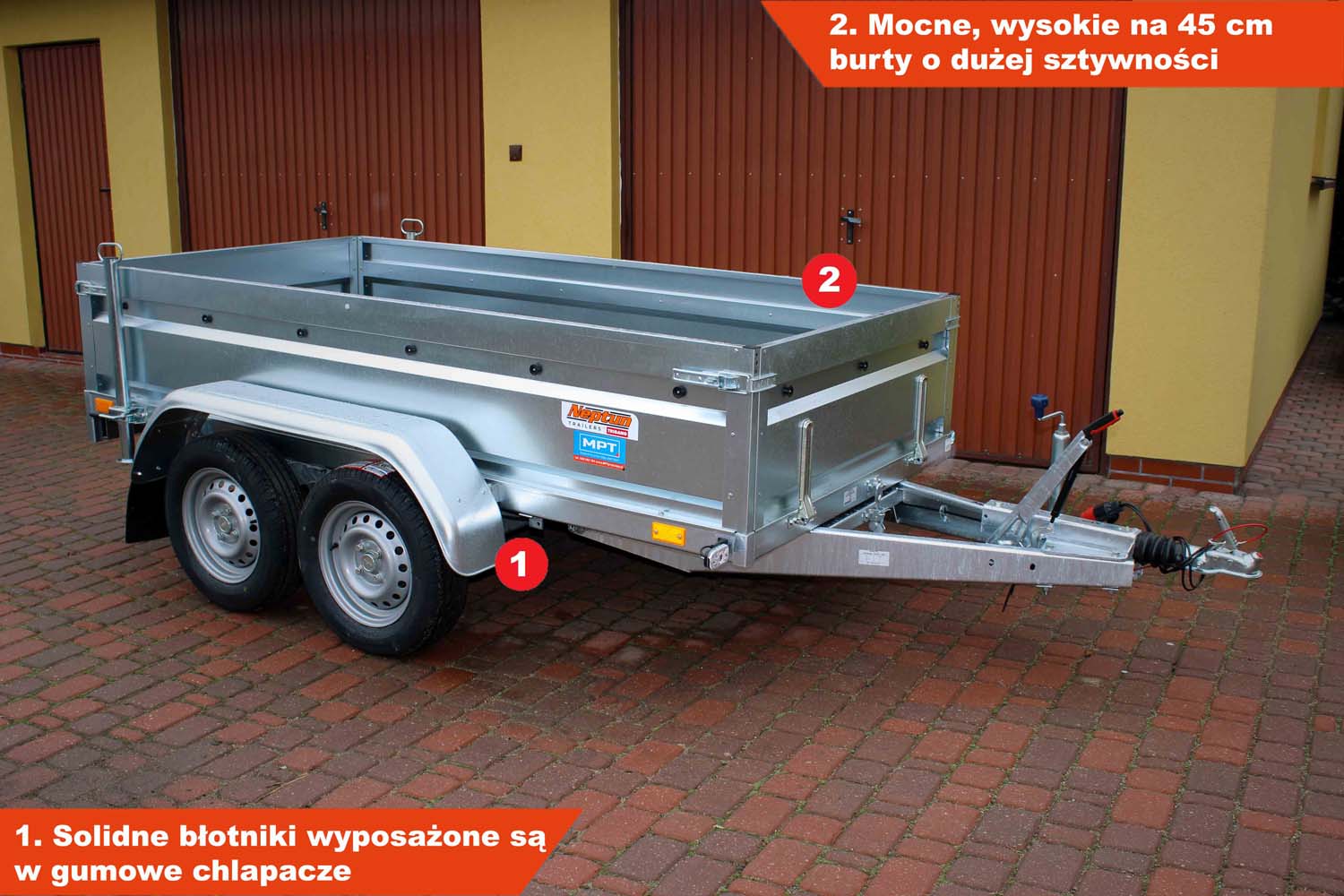 Przyczepka Neptun N13-263 2 pro 263x129x45 cm Hamowana GN204
