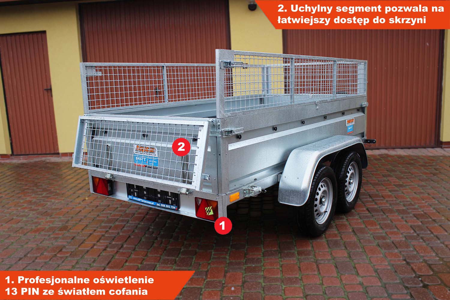 Przyczepa Neptun N07-263 2 pro 263x129x45 cm Hamowana z siatką