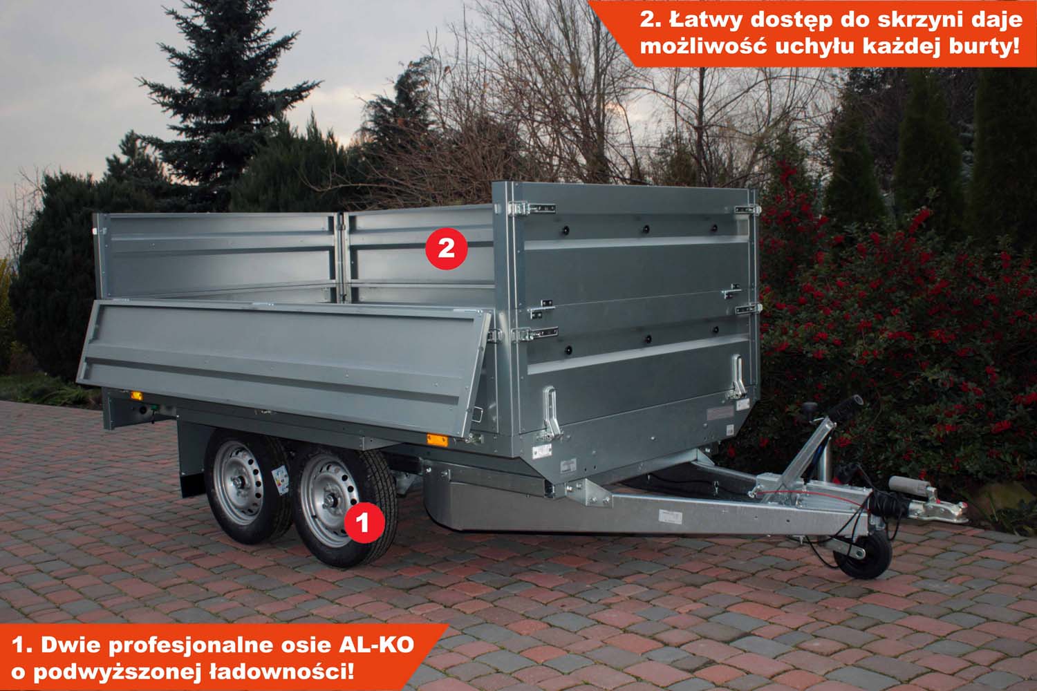 Przyczepa Neptun N13-263 2 kps 263x145x40 cm Hamowana BIS GN156
