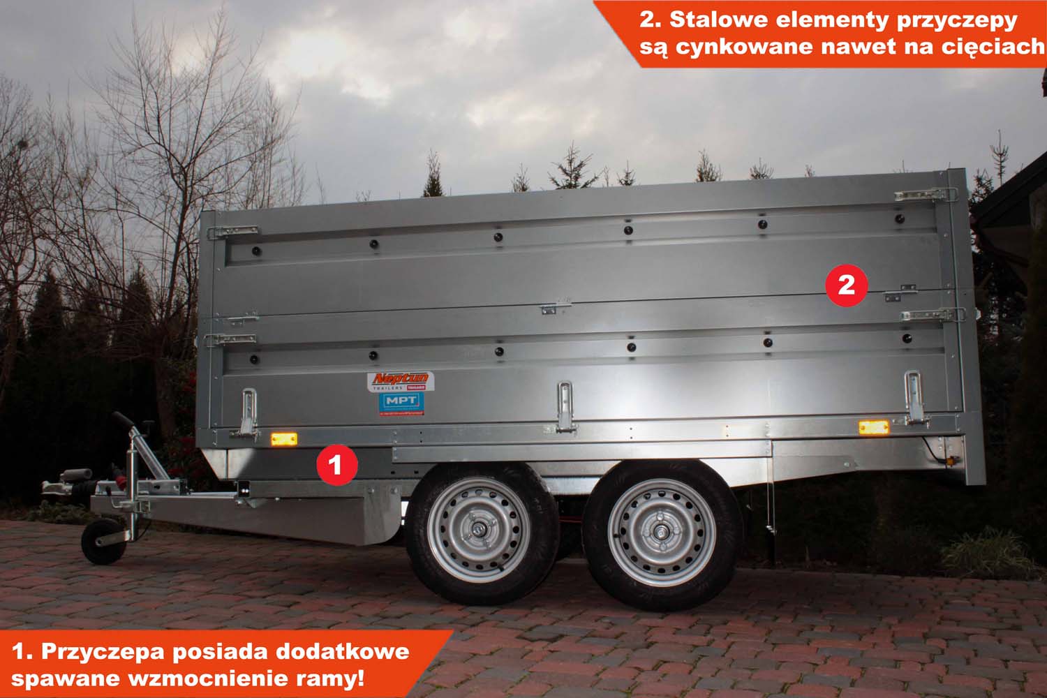 Przyczepa Neptun N13-263 2 kps 263x145x40 cm Hamowana BIS GN156