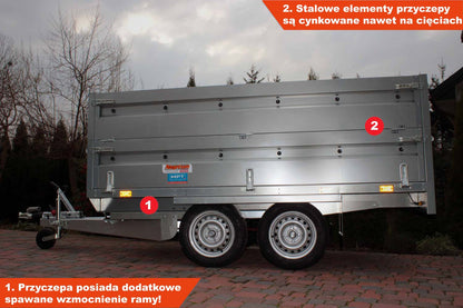 Przyczepa Neptun N13-263 2 kps 263x145x40 cm Hamowana BIS GN156