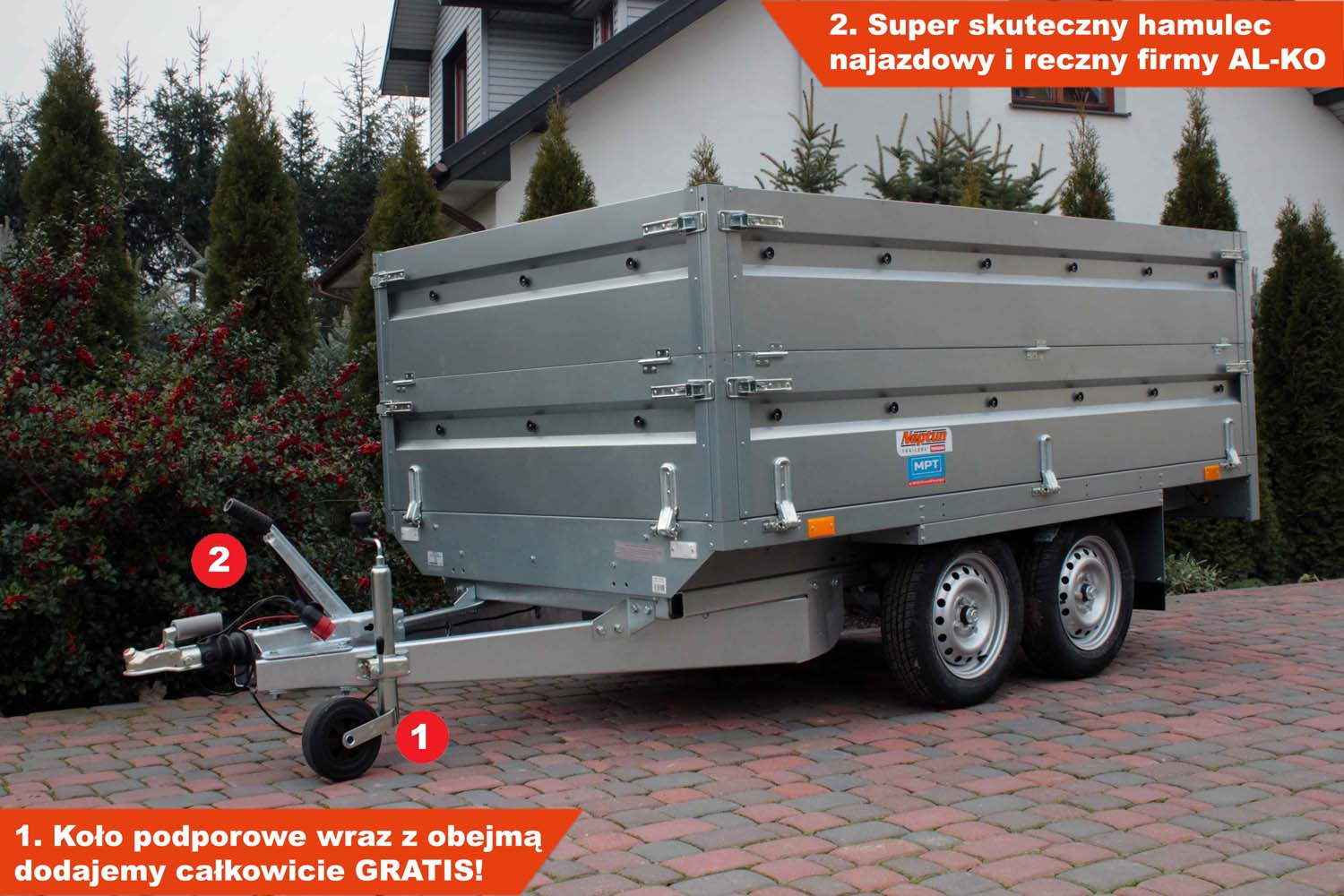 Przyczepa Neptun N13-263 2 kps 263x145x40 cm Hamowana BIS GN156