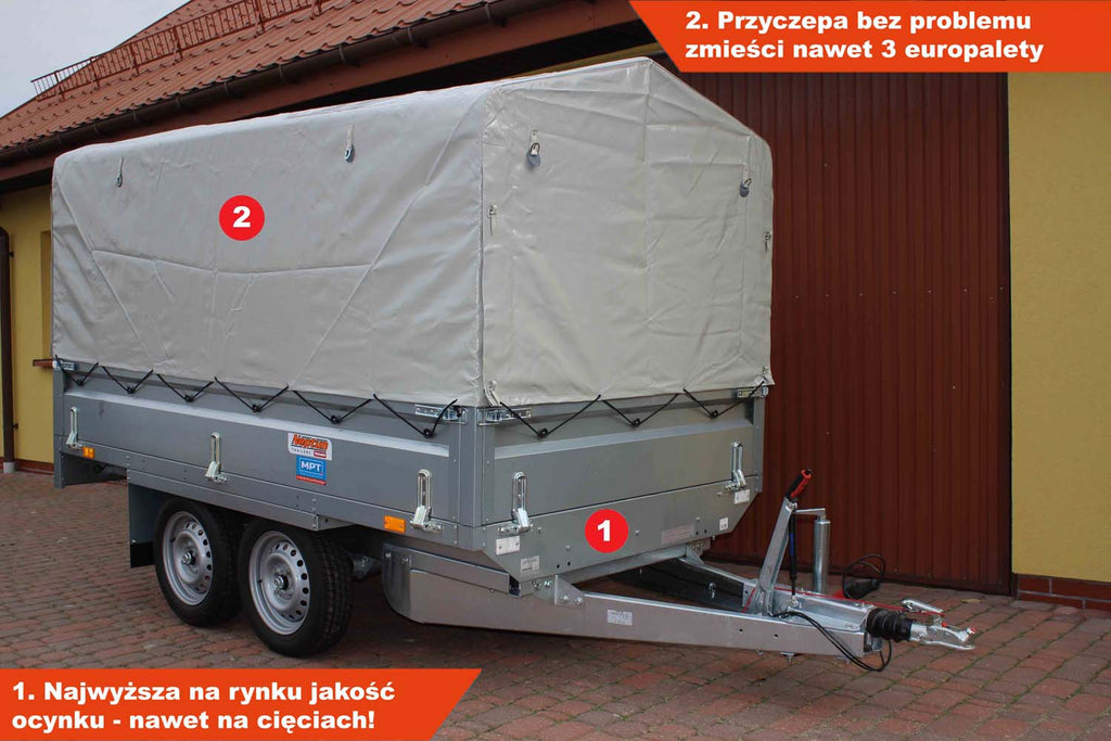 Przyczepka Neptun N13-263 2 kps 263x145x40 cm Hamowana Plandeka