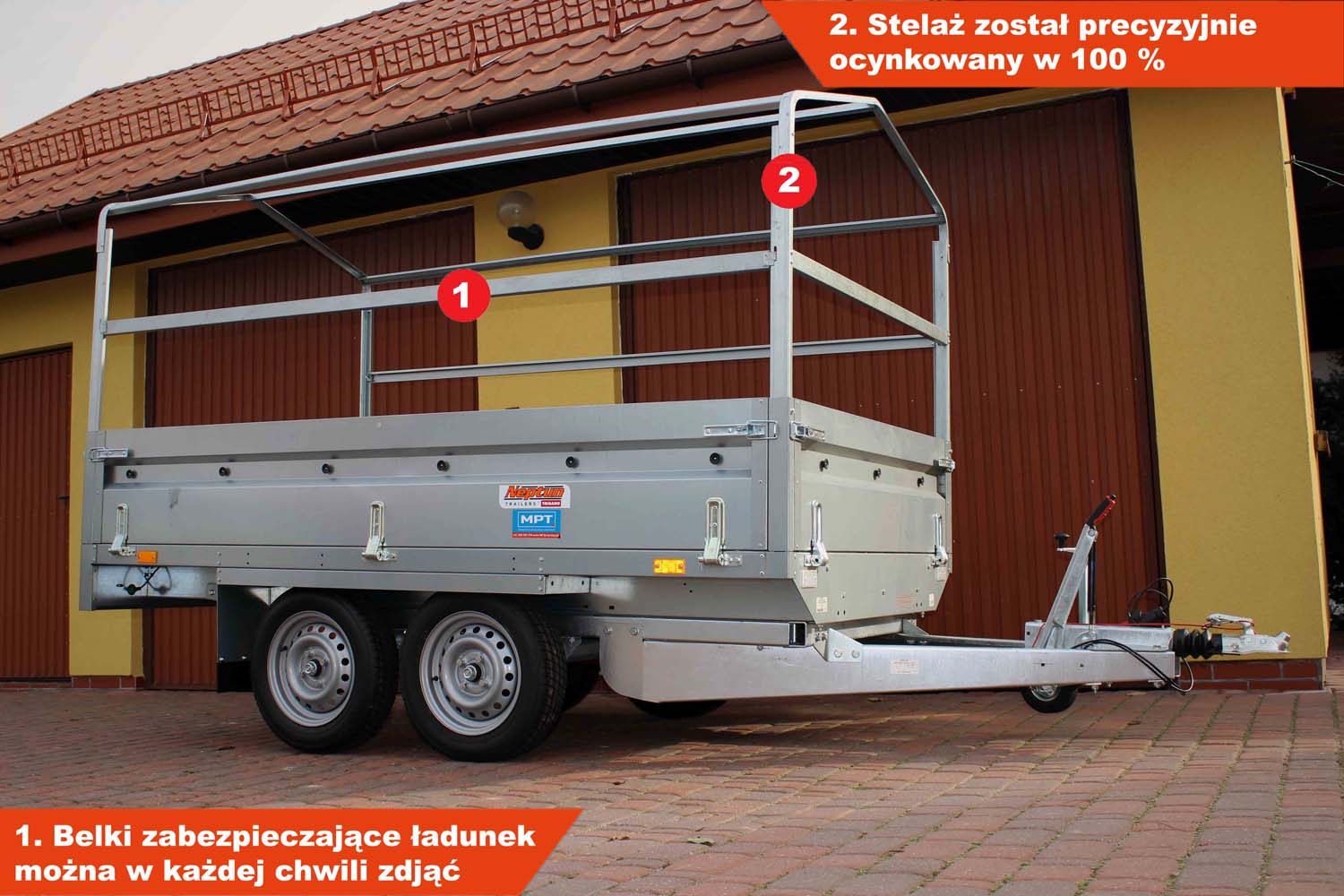 Przyczepka Neptun N13-263 2 kps 263x145x40 cm Hamowana Plandeka