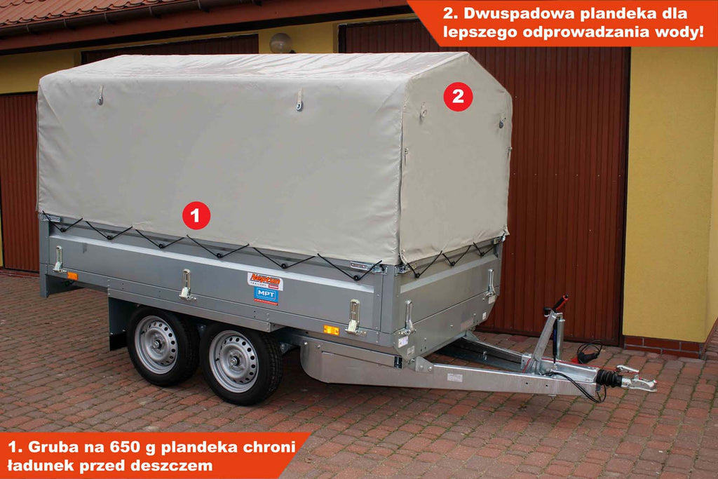 Przyczepka Neptun N13-263 2 kps 263x145x40 cm Hamowana Plandeka