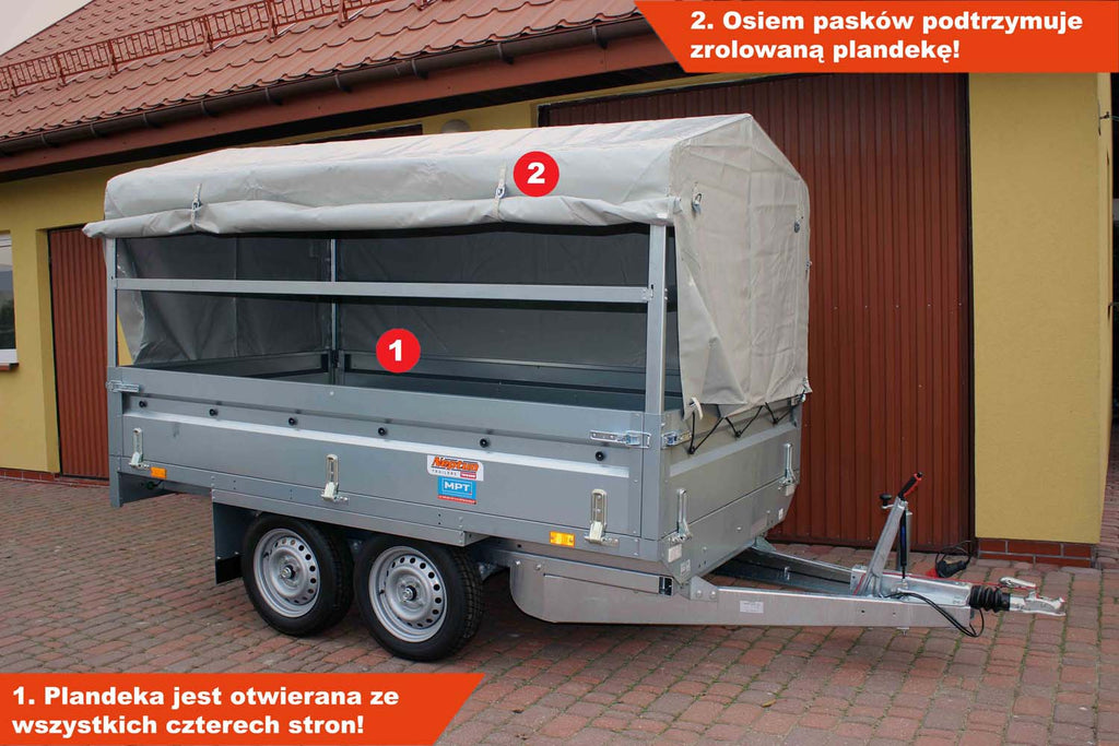 Przyczepka Neptun N13-263 2 kps 263x145x40 cm Hamowana Plandeka