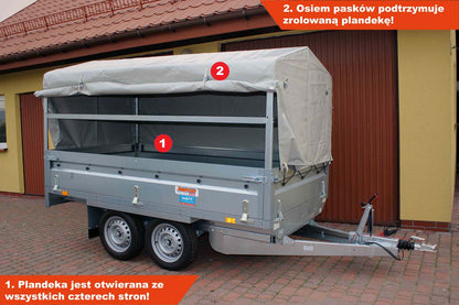 Przyczepka Neptun N13-263 2 kps 263x145x40 cm Hamowana Plandeka