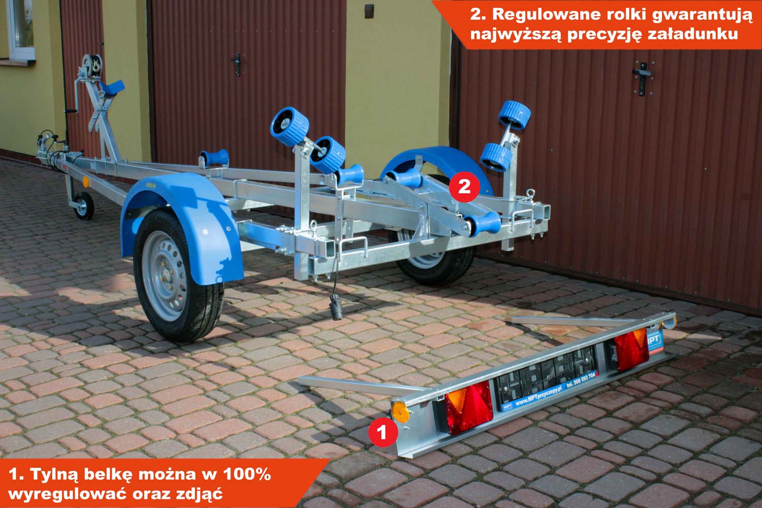Przyczepa pod łódź Neptun N7-17 navy 310-550×99-150 cm GN034
