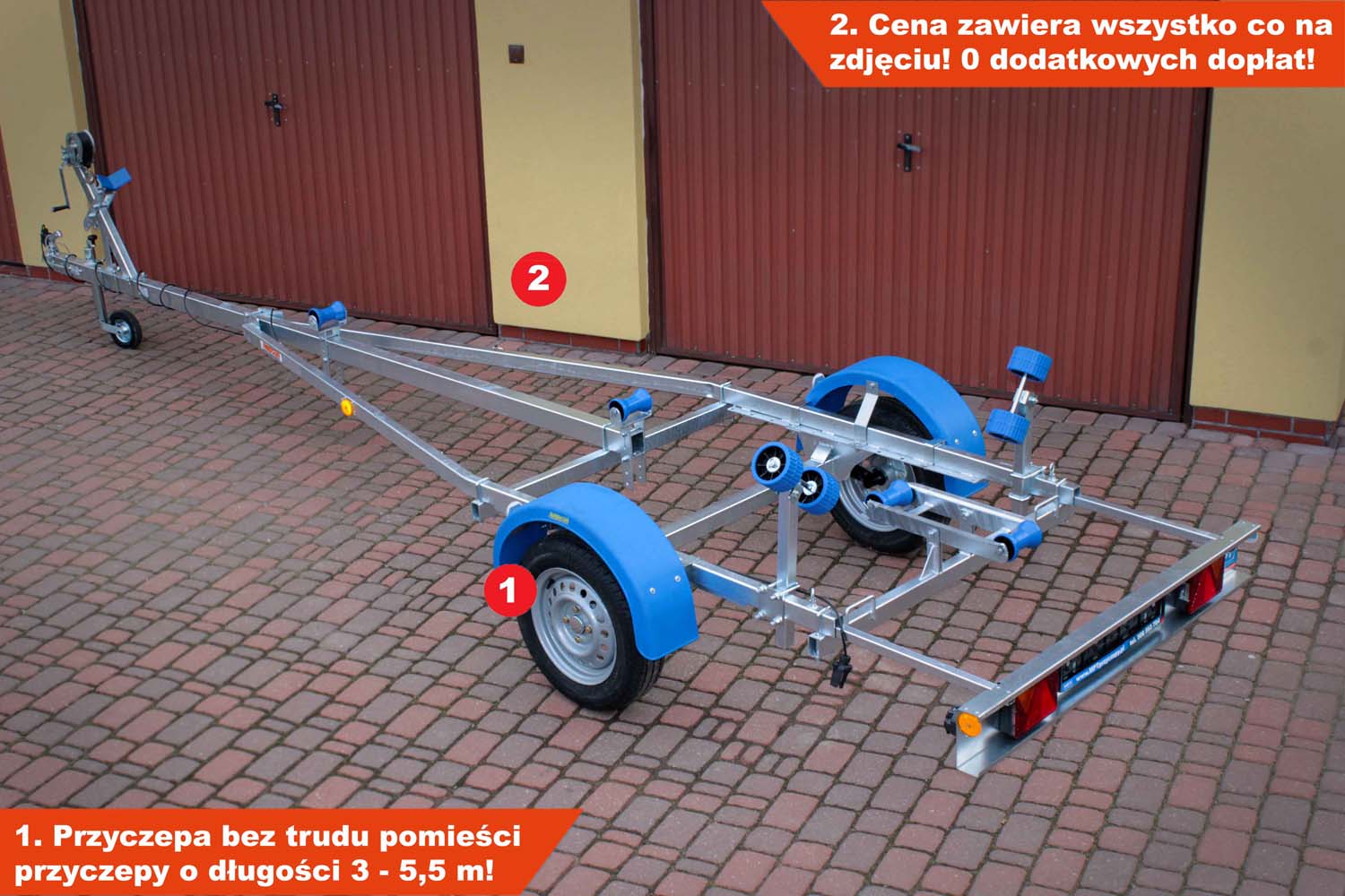 Przyczepa pod łódź Neptun N7-17 navy 310-550×99-150 cm GN034