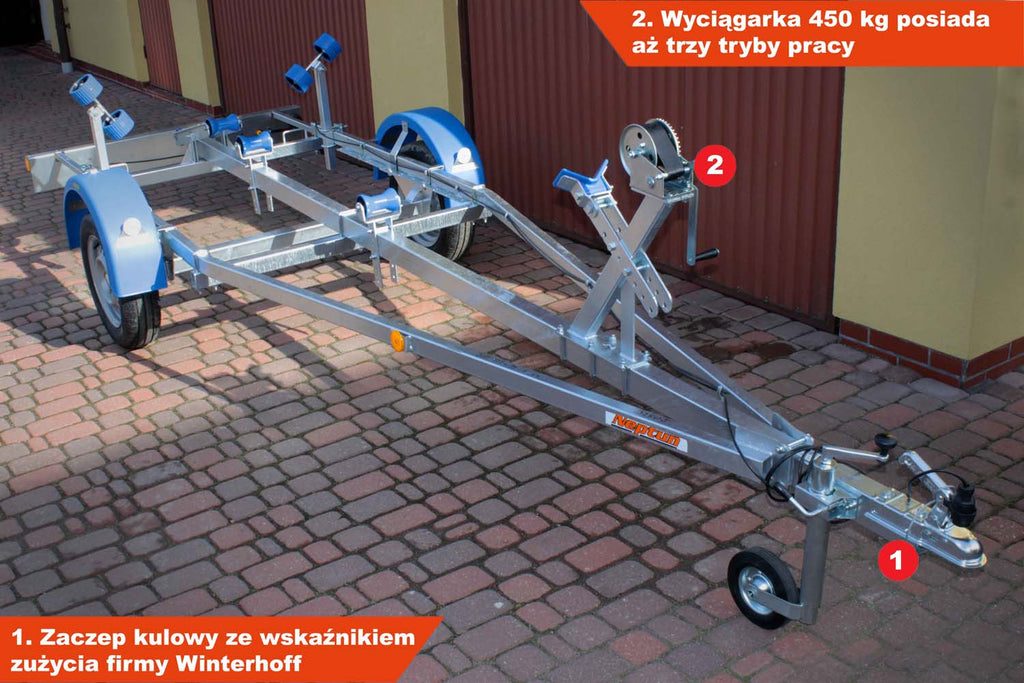 Przyczepa pod łódź Neptun N7-17 navy 310-550×99-150 cm GN034