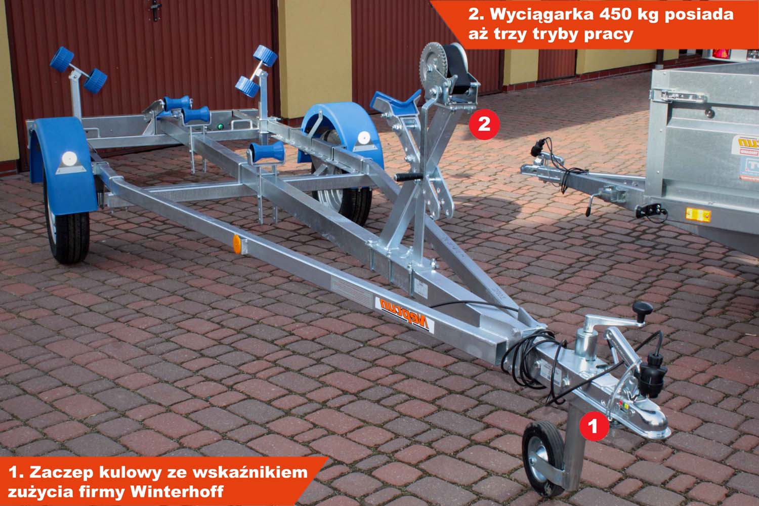 Przyczepa pod łódź Neptun N7-17 navy 310-550×99-150 cm GN034