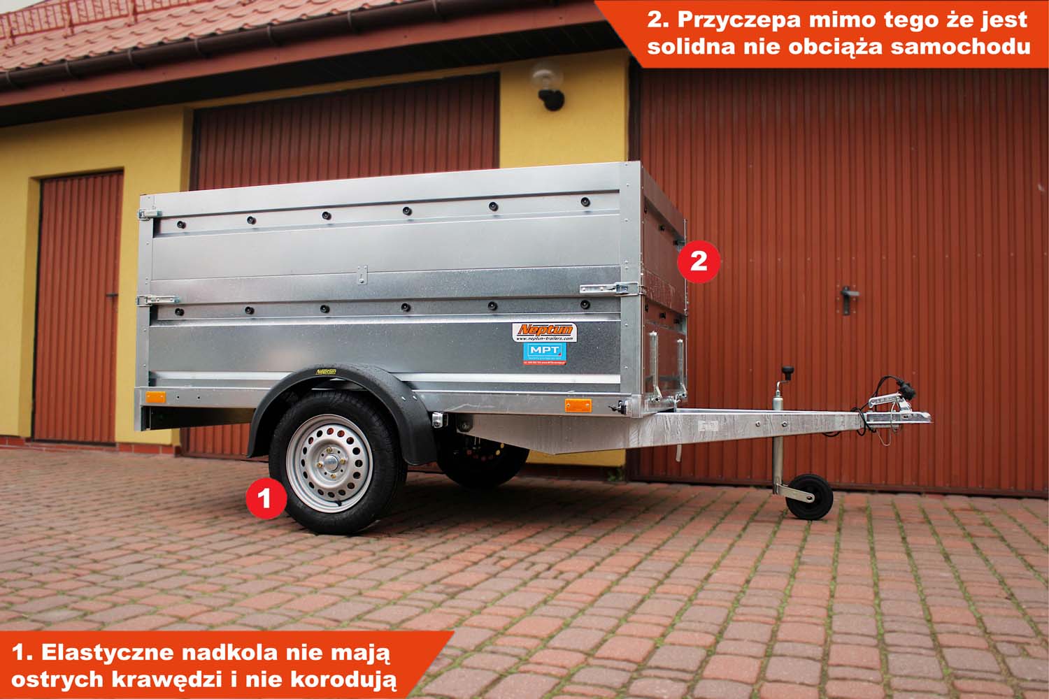 Przyczepka Neptun N7-210 prr 210x129x45 cm Resory + Nadstawka pełna