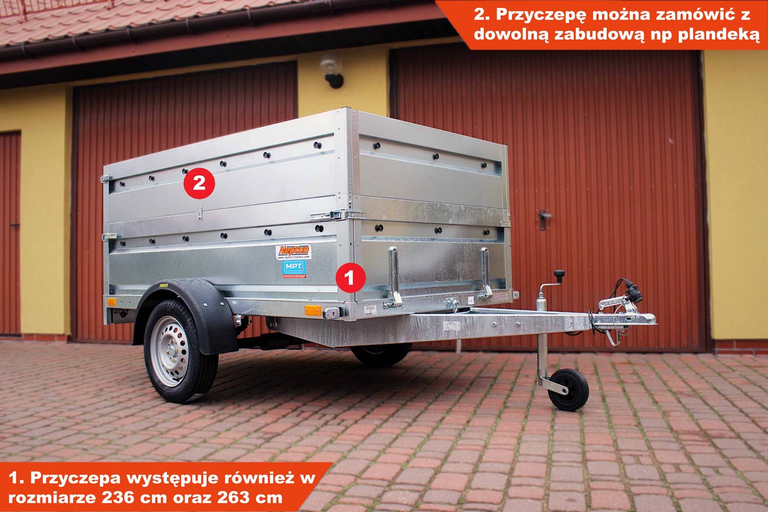 Przyczepka Neptun N7-210 prr 210x129x45 cm Resory + Nadstawka pełna