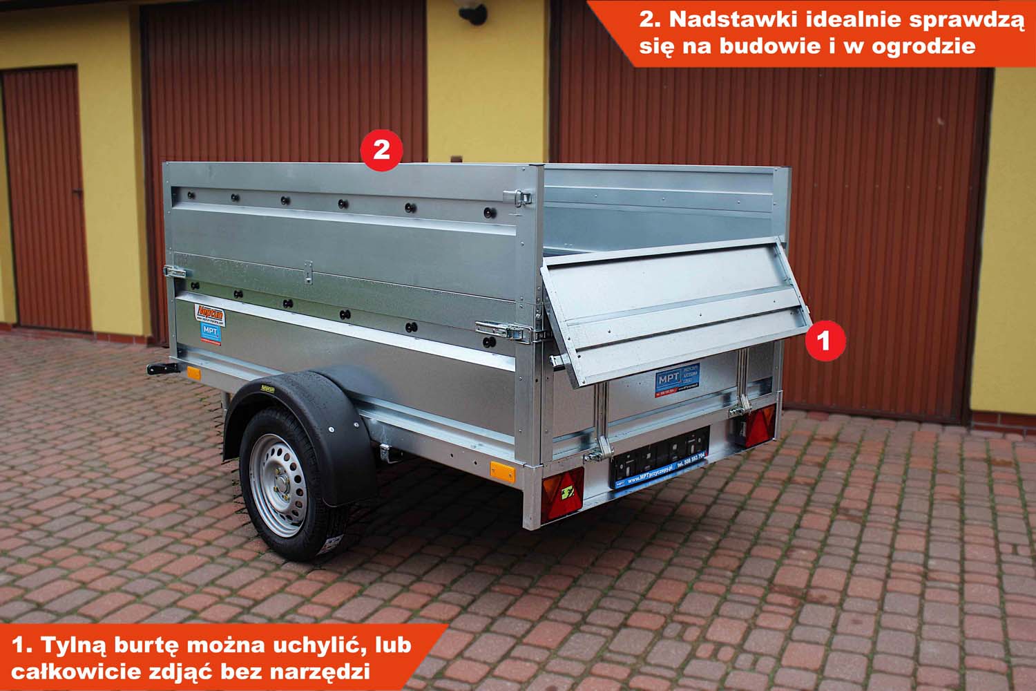 Przyczepka Neptun N7-210 prr 210x129x45 cm Resory + Nadstawka pełna