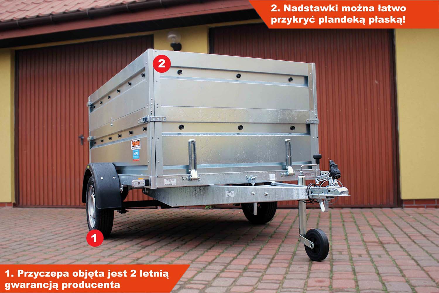 Przyczepka Neptun N7-210 prr 210x129x45 cm Resory + Nadstawka pełna