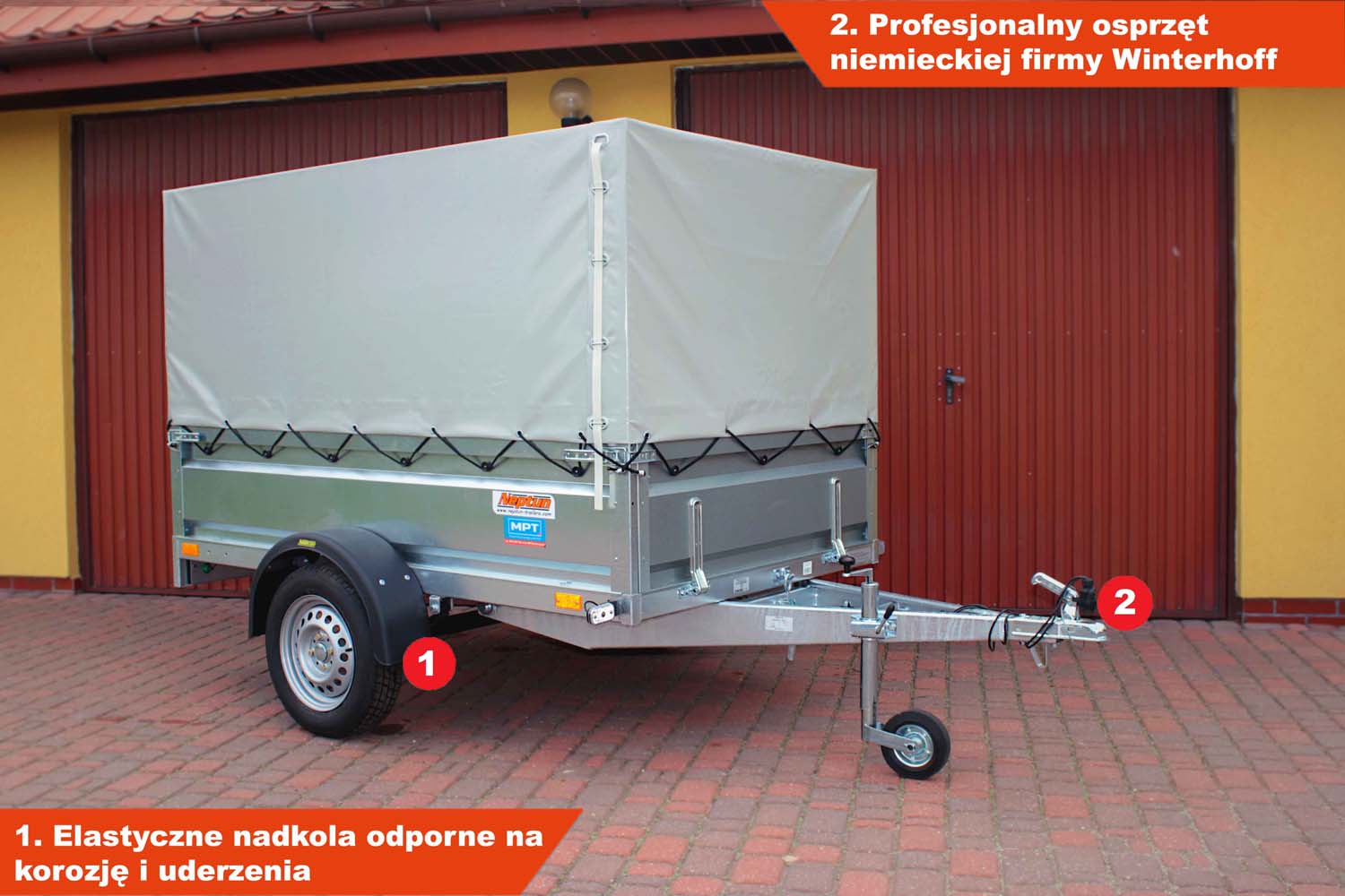 Przyczepka Neptun N7-210 prr 210x129x45 cm Resory + Plandeka 80 cm