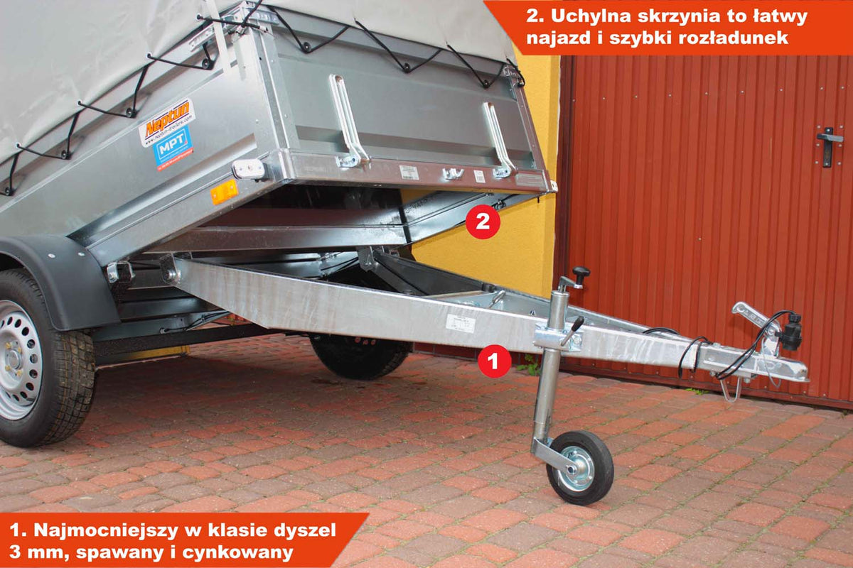 Przyczepka Neptun N7-210 prr 210x129x45 cm Resory + Plandeka 80 cm