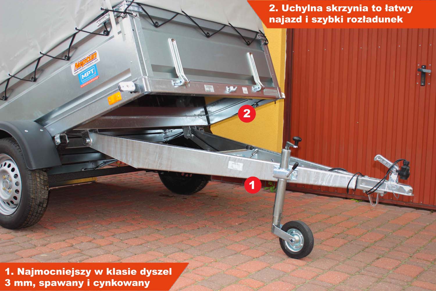 Przyczepka Neptun N7-210 prr 210x129x45 cm Resory + Plandeka 80 cm