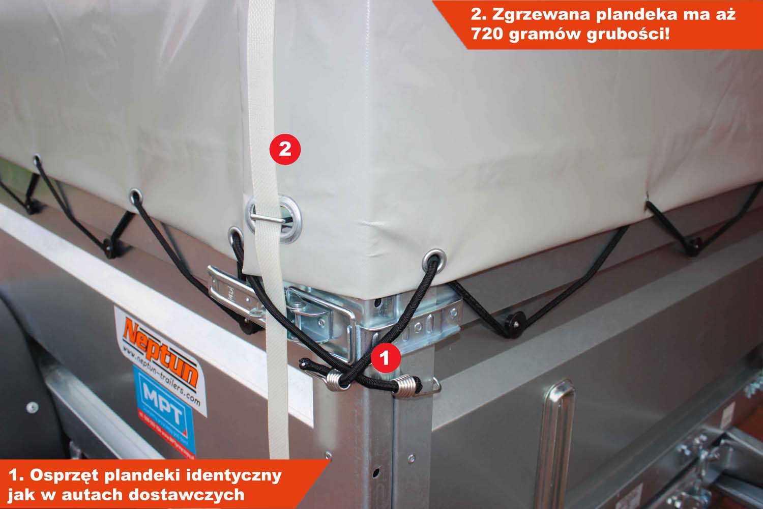 Przyczepka Neptun N7-210 prr 210x129x45 cm Resory + Plandeka 80 cm