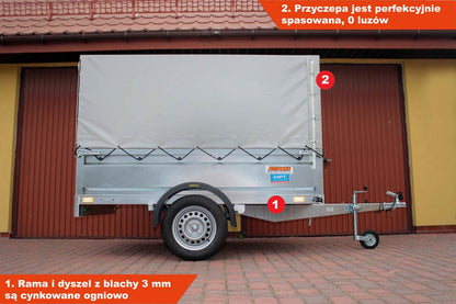 Przyczepka Neptun N7-210 prr 210x129x45 cm Resory + Plandeka 80 cm