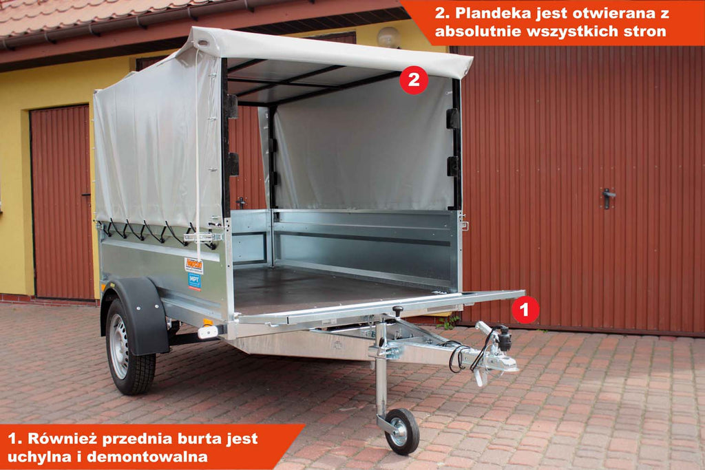 Przyczepka Neptun N7-210 prr 210x129x45 cm Resory + Plandeka 80 cm
