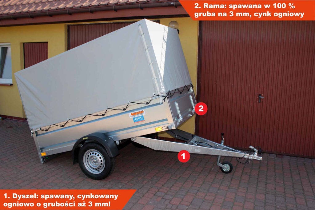 Przyczepka Neptun N7-210 prr 210x129x45 cm Resory + Plandeka 80 cm