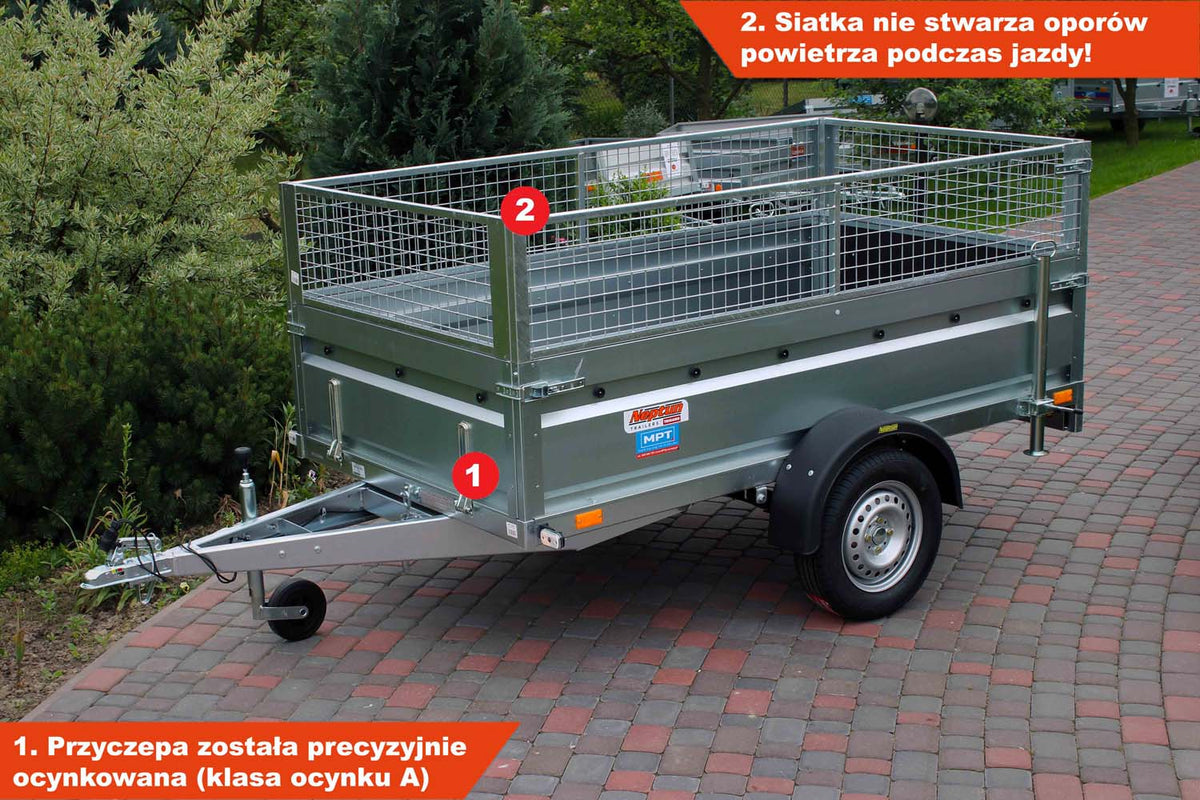 Przyczepka Neptun N7-236 prr 236x129x45 cm Resory + Siatka