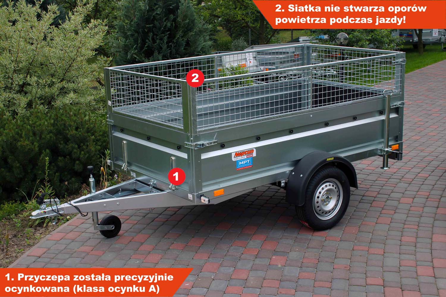 Przyczepka Neptun N7-236 prr 236x129x45 cm Resory + Siatka