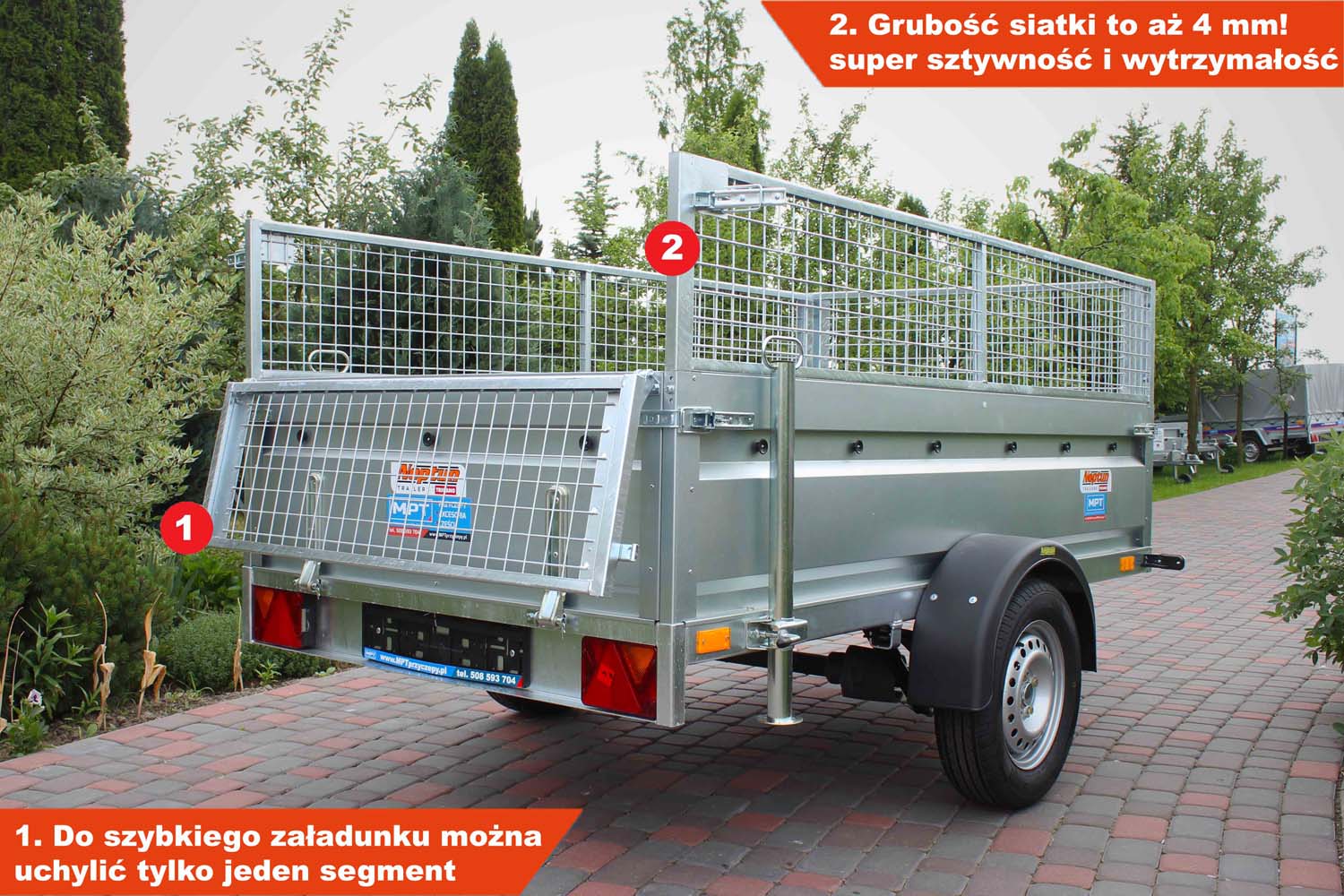Przyczepka Neptun N7-236 prr 236x129x45 cm Resory + Siatka