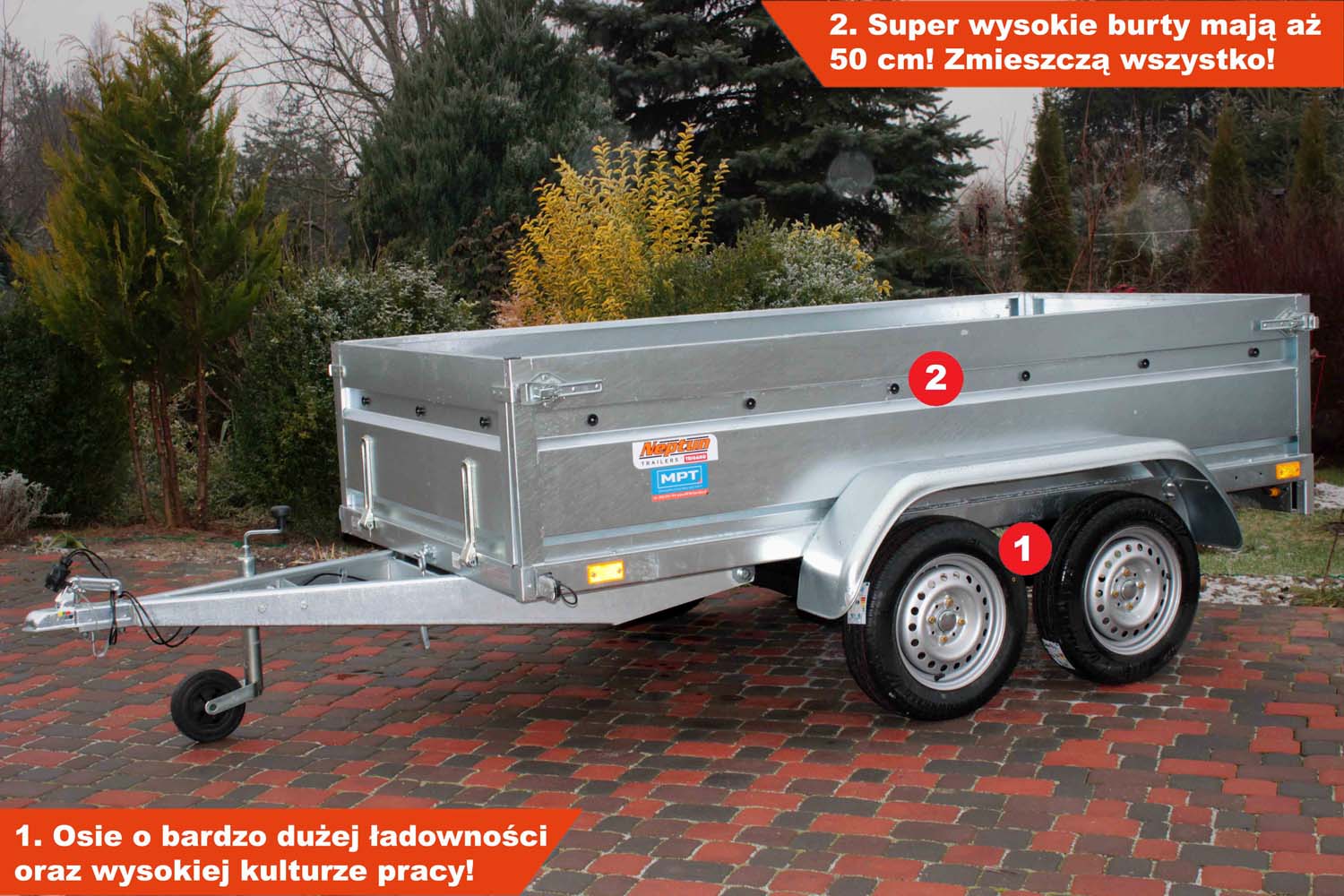 Przyczepka Neptun N7-263 2 pro+ 263x129x50 cm Tandem GN199