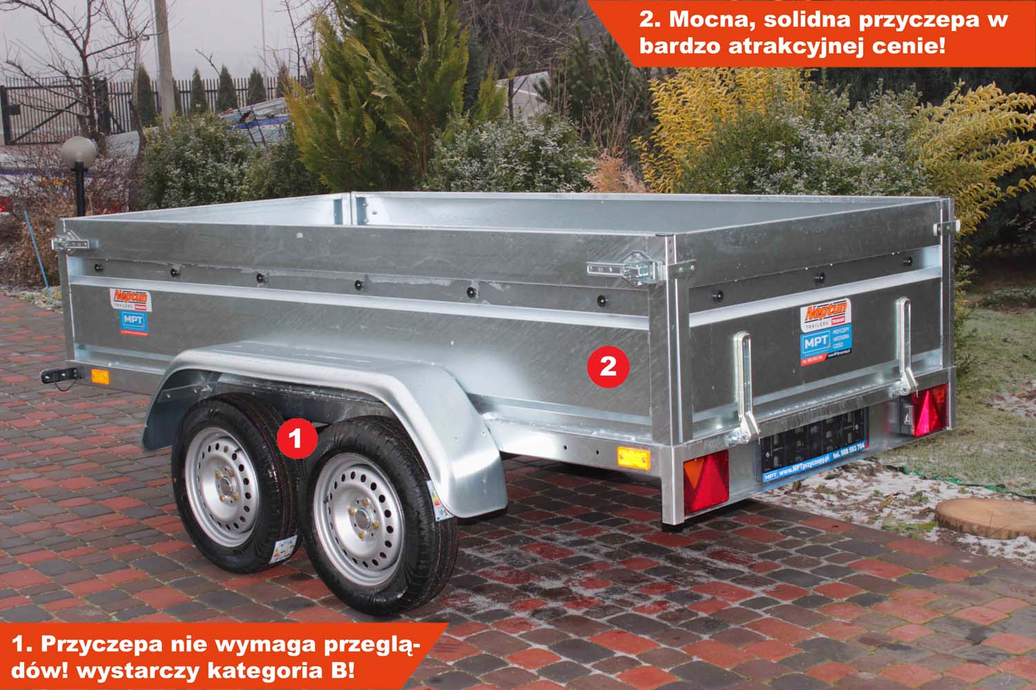 Przyczepka Neptun N7-263 2 pro+ 263x129x50 cm Tandem GN199