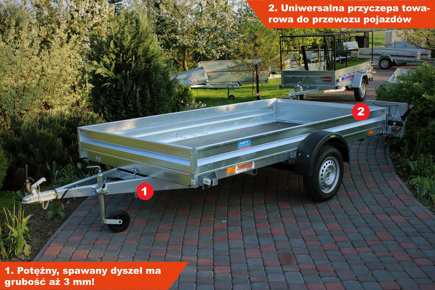 Przyczepka Neptun N7-305 multi 305x166x10 cm + Burty i najazd GN152
