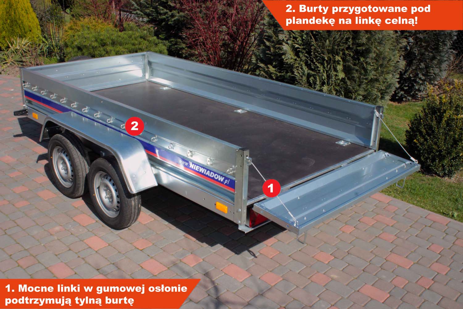 Przyczepa Niewiadów B1430HT 304x150x35 cm Hamowana BIZNES line