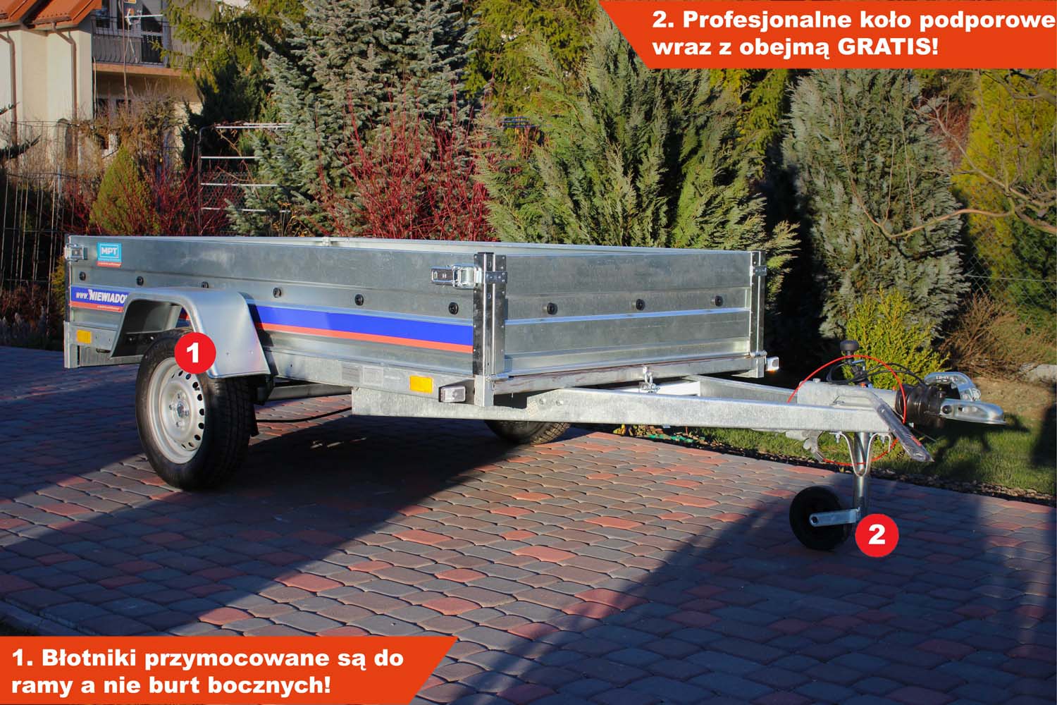 Przyczepka z hamulcem Niewiadów BD752413UH 244x126x35 cm