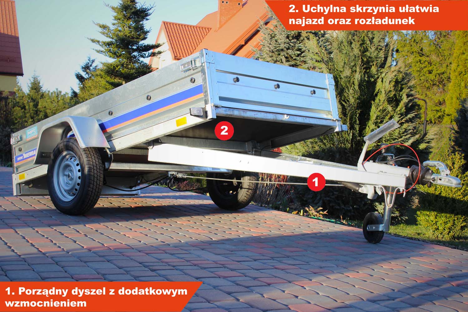 Przyczepka z hamulcem Niewiadów BD752413UH 244x126x35 cm