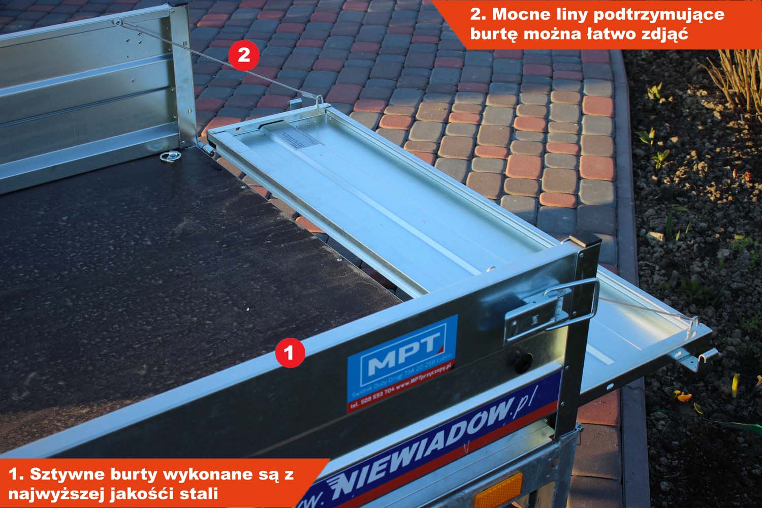 Przyczepka z hamulcem Niewiadów BD752413UH 244x126x35 cm