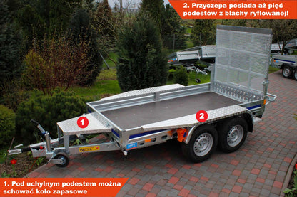 Przyczepka Wiola B2630 292x142x20 cm Hamowana pod Minikoparkę
