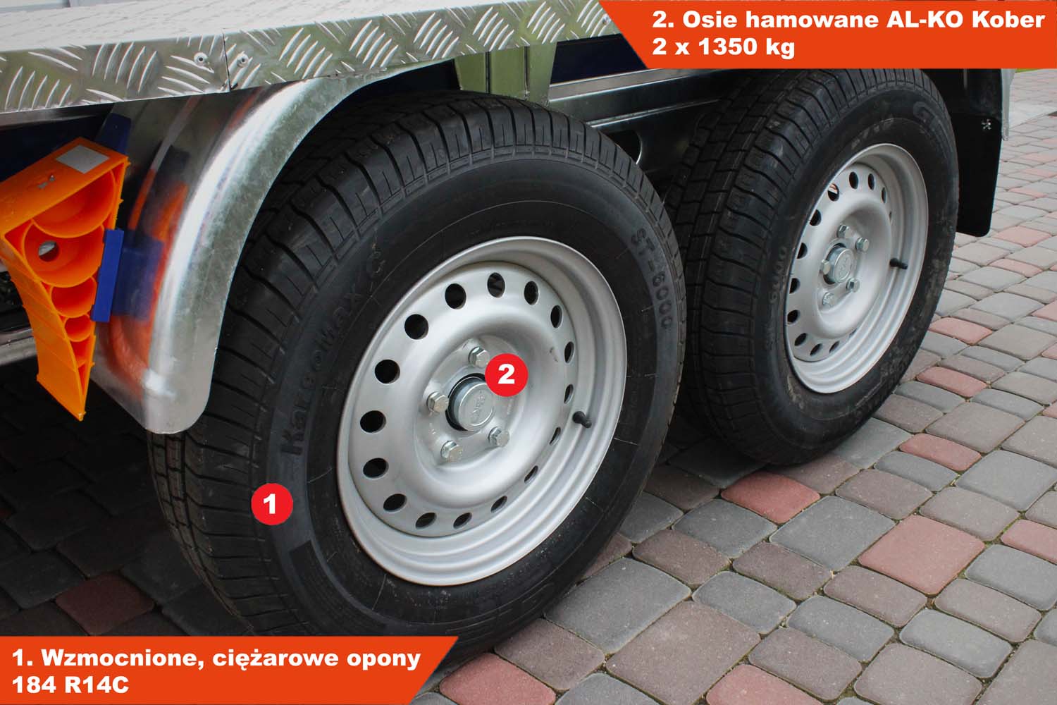 Przyczepka Wiola B2630 292x142x20 cm Hamowana pod Minikoparkę