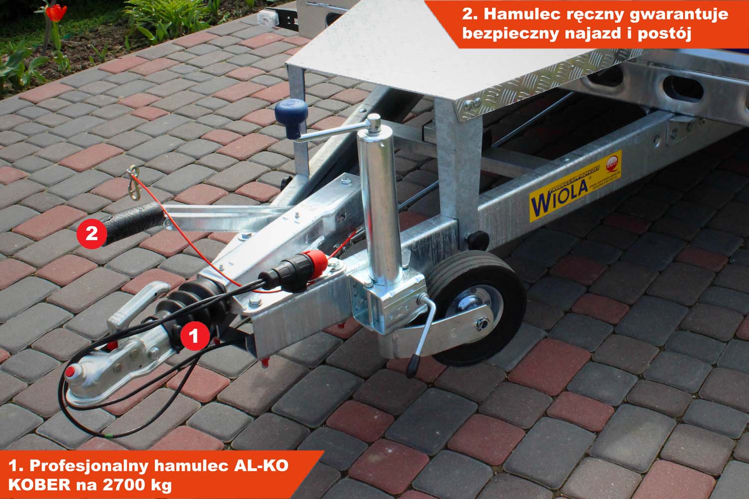 Przyczepka Wiola B2630 292x142x20 cm Hamowana pod Minikoparkę