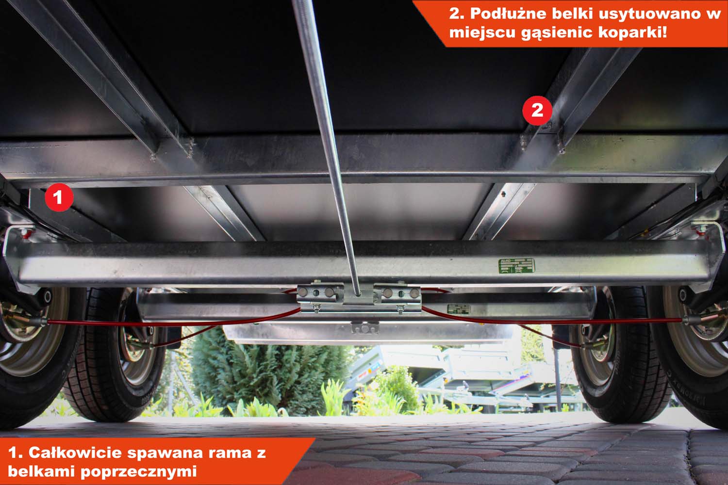 Przyczepka Wiola B2630 292x142x20 cm Hamowana pod Minikoparkę