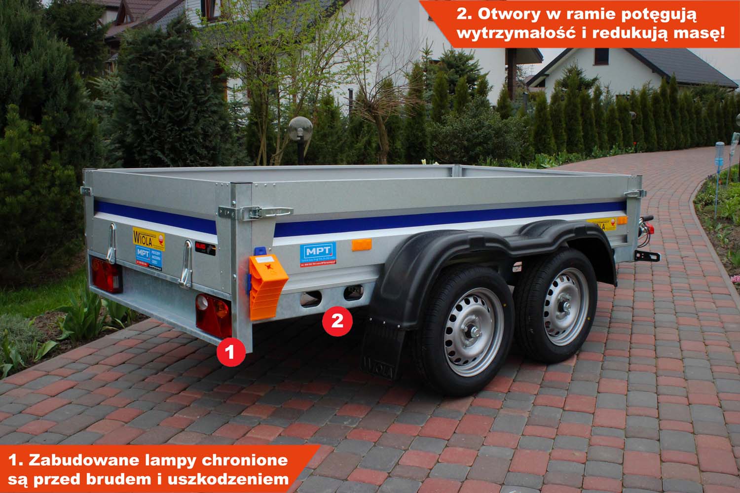 Przyczepka Wiola Krakus Komfort + 252x132x38 cm Hamowana Tandem