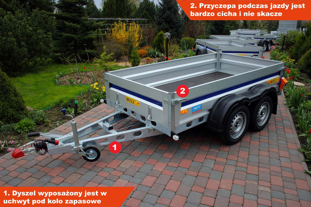 Przyczepka Wiola Krakus Komfort + 252x132x38 cm Hamowana Tandem